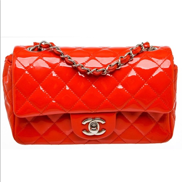 CHANEL Handbags - Chanel Patent Red Rectangular Mini